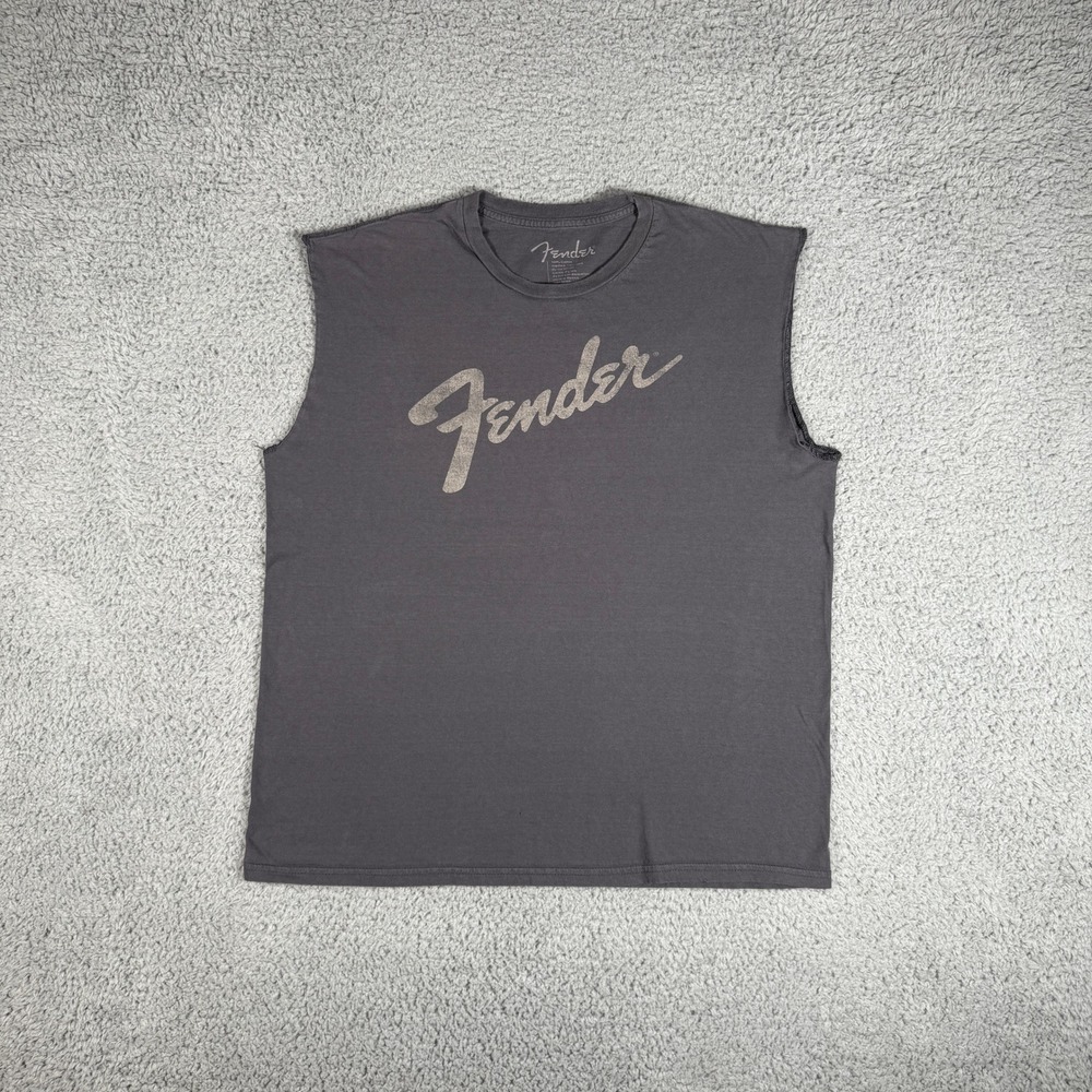 Fender Guitars T-Shirt Mens XL Metal Rock Official Spell-Out Logo Sleeveless